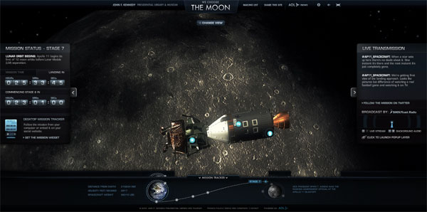 Die Mondlandefähre auf ihrem Weg zum Mond